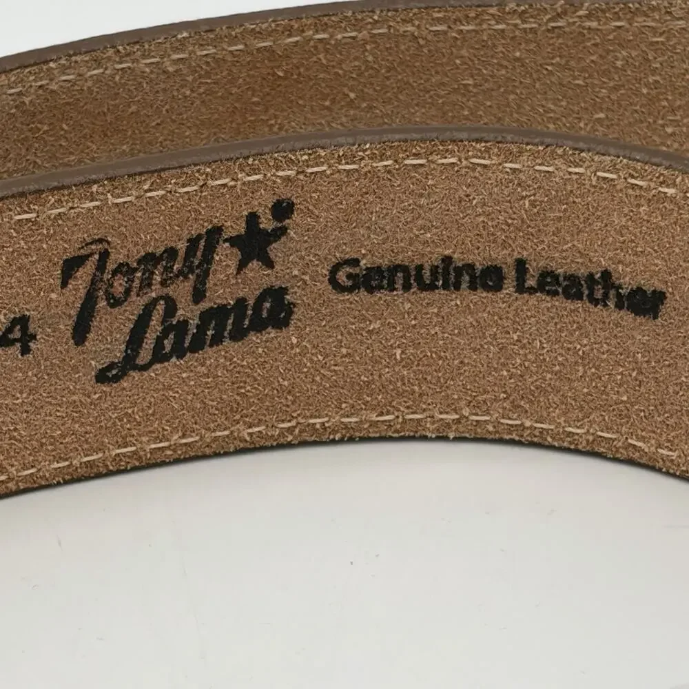 Tony Lama Men’s Black Brown Western Leather Belt C41514 Size 38 Buckle Belt Tip